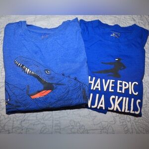 boys graphic tees Blue Dinosaur and Ninja - youth medium 8/10